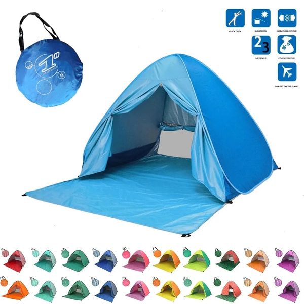 Beach Tent 165150110cm Popup Automatic Opening Antiultraviolet Full Shade Family Ultralight Folding Travel Camping 240711