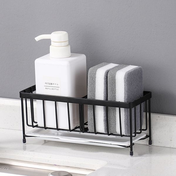 Storage Holders Rac Sink Caddy Sponge Holder Kitchen Rack For Organizer Anti Rust Sponges Scrubbers Soap 230520