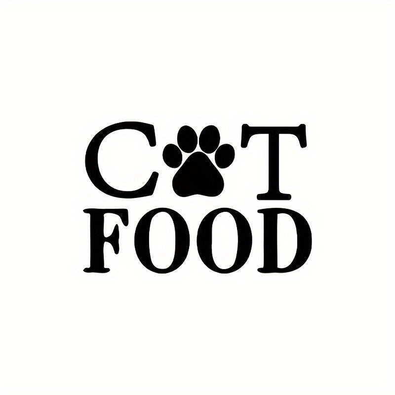 TEMU Waterproof Pvc Cat Food Storage Box Stickers - Removable Self-adhesive Wall Decals With Paw Print & "cat Food" Text, Durable Home Decor For Pet