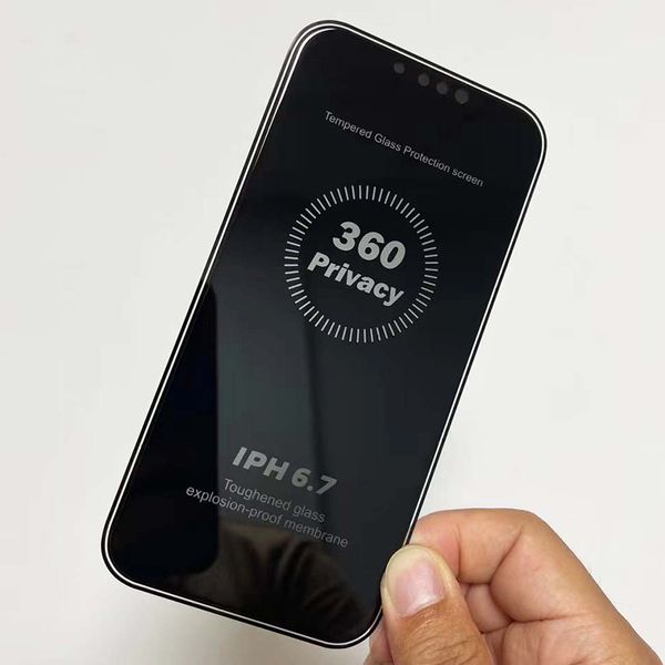 Screen Protector For iPhone 15 Pro Max 14 Plus 13 Mini 12 11 XS XR X 8 7 SE 360 Privacy Tempered Glass 9H Anti Spy Film Full Glue Cover Curv