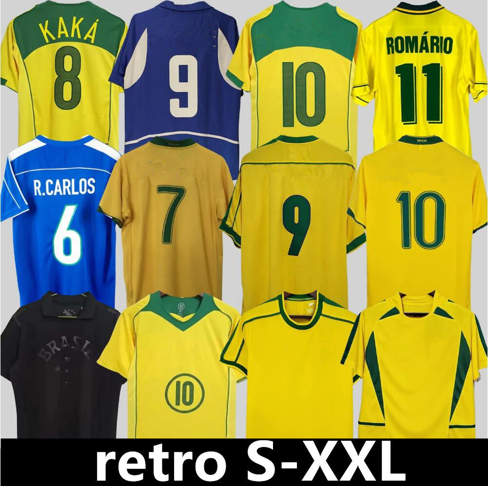 1970 1978 1998 retro Brasil PELE soccer jerseys 2002 Carlos Romario Ronaldo Ronaldinho shirts 2004 1994 BraziLS 2006 RIVALDO ADRIANO KAKA 1988 2000