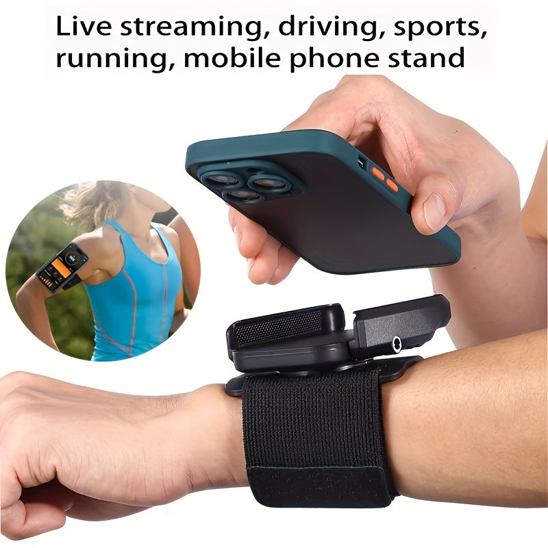 TEMU Adjustable Arm-wrist Phone Holder, 360° Rotatable, Universal Fit, Sports Arm Strap For Live Streaming, Driving Navigation, 2.76" Base With