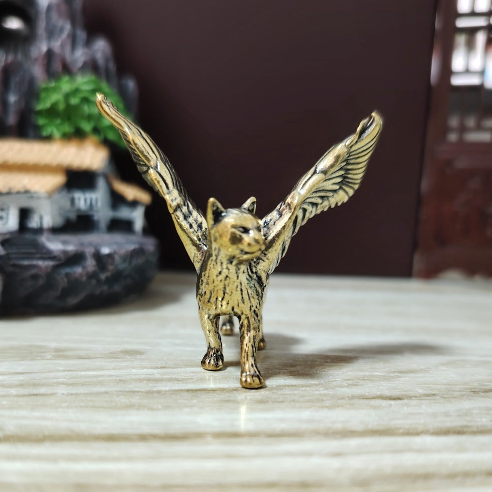 TEMU Vintage Brass Figurine With - Intricate Desktop Decor, Animal Craft Collectible Gift, Intricate Detailing, No Electricity Required, Home Or