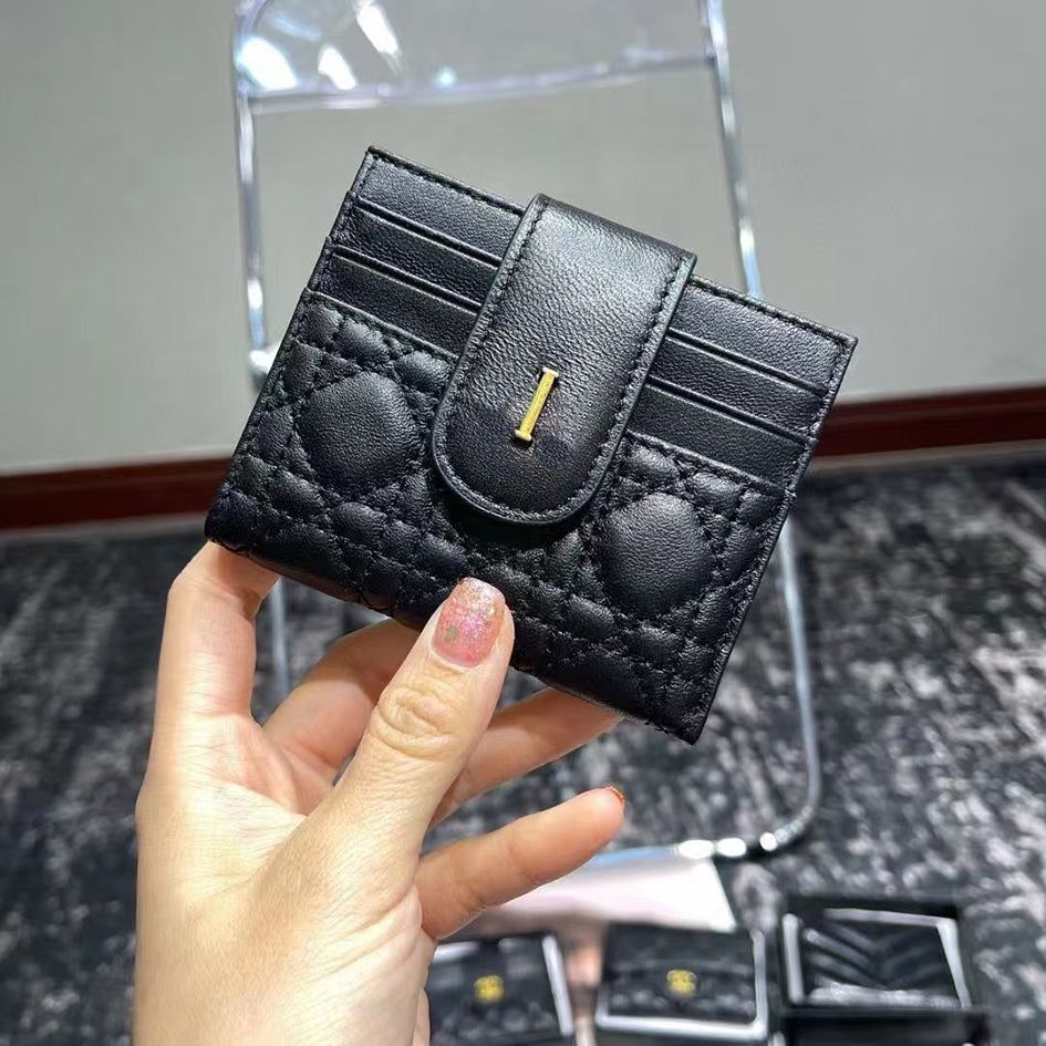 High quality Designer mini Mens Wallet Luxury Genuine leather Card Holders short Purses Lingge Vintage retro coin purses