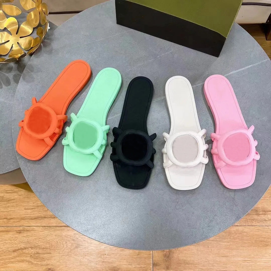 luxury designer slippers womens sneakers designer shoes Womens sandals flip flop designer slides black white pink Summer beach Rubber Jelly Women sl