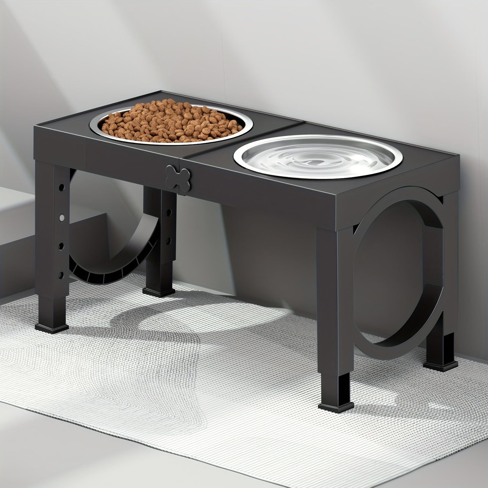 TEMU [adjustable Elevated Dog Bowls] 2 Stainless Food Bowls, Foldable Elevated Dog Bowls - 5 Adjustable Raised Dog Bowl Stand - 3.2" To 14" For Small