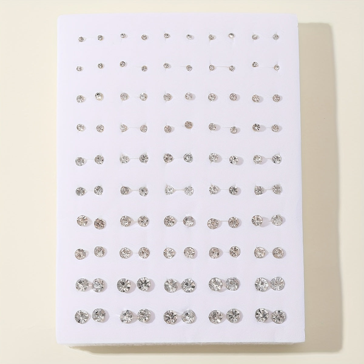 TEMU 50 Pairs Of Minimalist Sponge-style Versatile Plastic Stud Earrings With Shiny Glass Rhinestones For Casual Attire