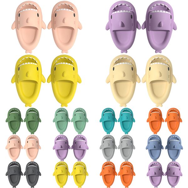 Summer Home Women Shark Slippers Anti-skid EVA Solid Color Couple Parents Outdoor Cool Indoor Household Funny Shoes 168
