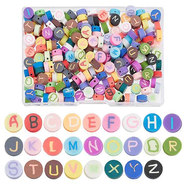 260Pcs 26 Letters Handmade Polymer Clay Beads