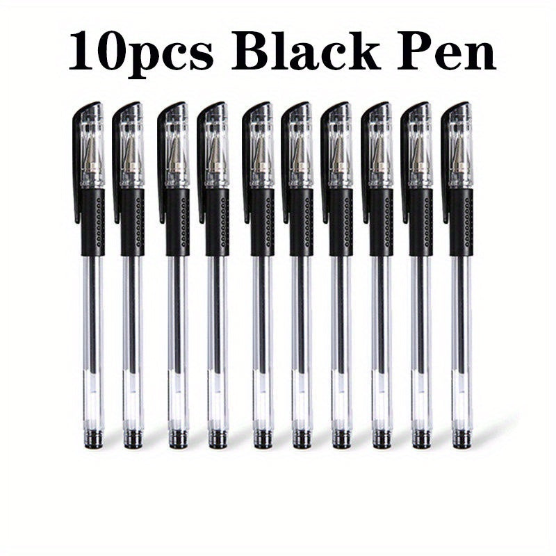 TEMU 10pcs Gel Pens Set Black Blue Red Refill Gel Pen Bullet Tip 0.5mm School & Office Supplies Stationery Kawaii Accessories Stationery Japanese