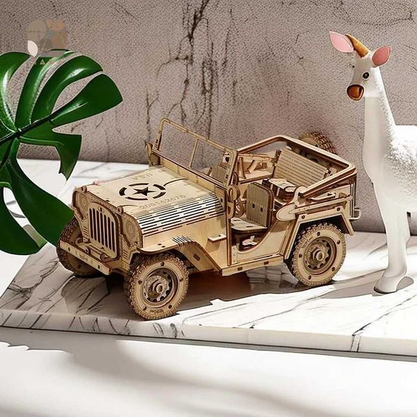 Tada 3D wooden puzzle toy mobile Jeep assembly toy childrens adult model building block kit W241109