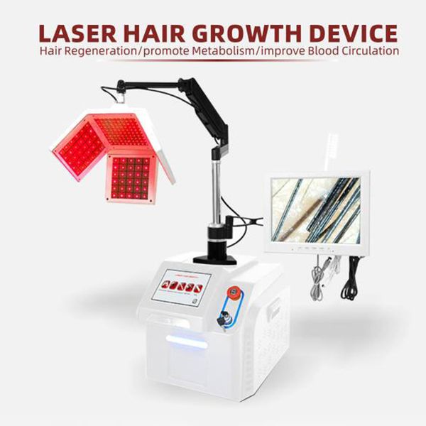 Multifunctional Laser Hair Regrowth Machine 650nm LLLT Hair Thickening 5 in 1 Scalp Health Care Detection Camera Massage Dryness Split Thera