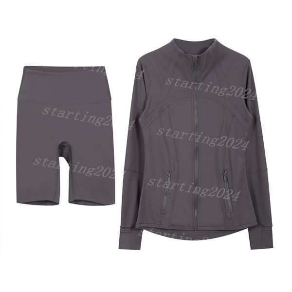 Workout set Women Yoga Gold zip Sets jackets shorts leggings Push Up sets High Waist Sports Jackets Zip Up Coat Outfits Pants Gym Suits H1