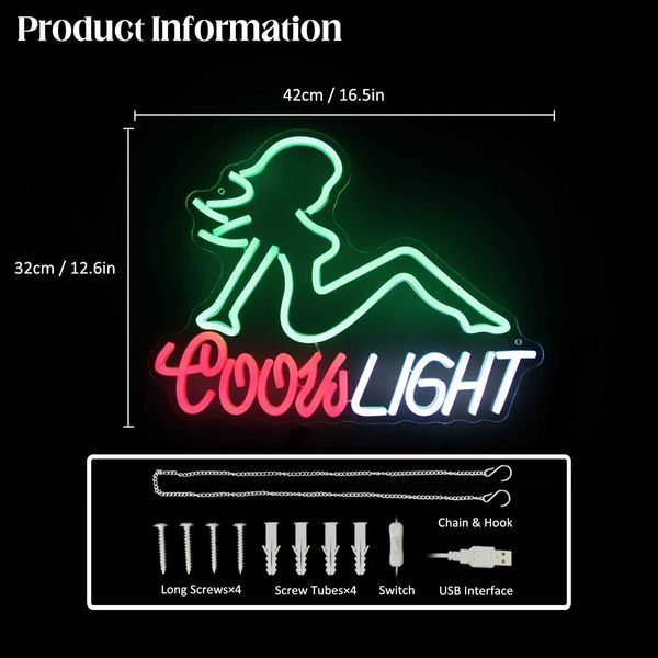 Personalized green ladies LED neon signs bar neon lights wall art neon lights for bedrooms beer bars restaurants party decorations X2412101