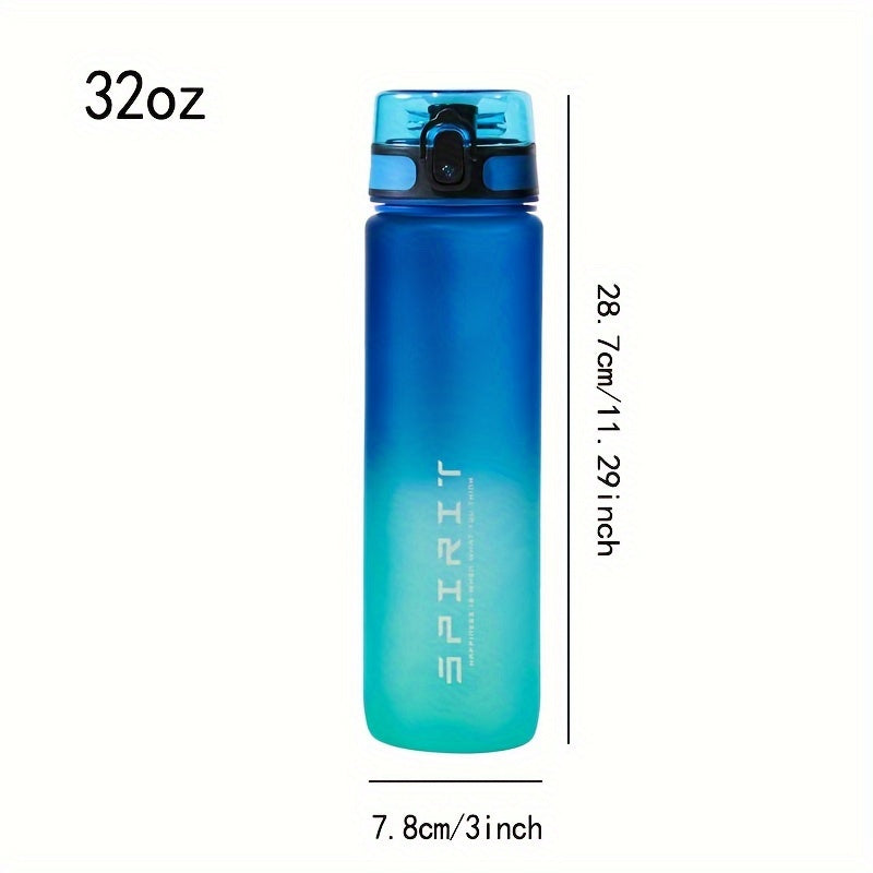 TEMU 32oz Bpa-free Plastic Tumbler, Gradient Color Motivational Water Bottle - Time Marker For Hydration Tracking, Best Scene For Outdoor Sport And