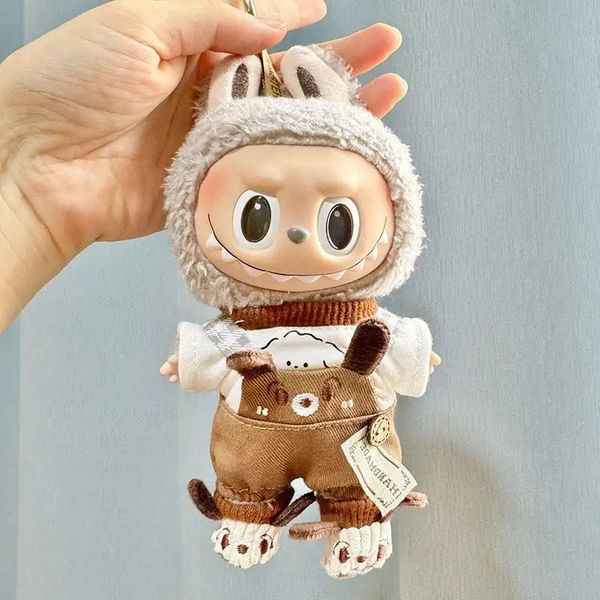 17cm Mini Plush Dolls Roupas de roupas Acessórios para Labubu Idol Dolls College Street Sweater Clothing 241125