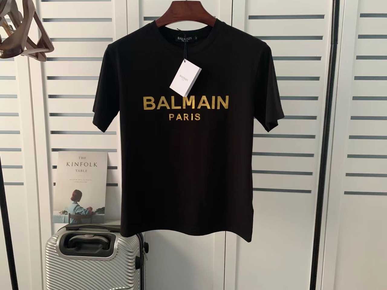 Balman Designer Tide T Shirts Short Sleeve Gilded Letter shirt Cotton Loose Pullover T-shirt