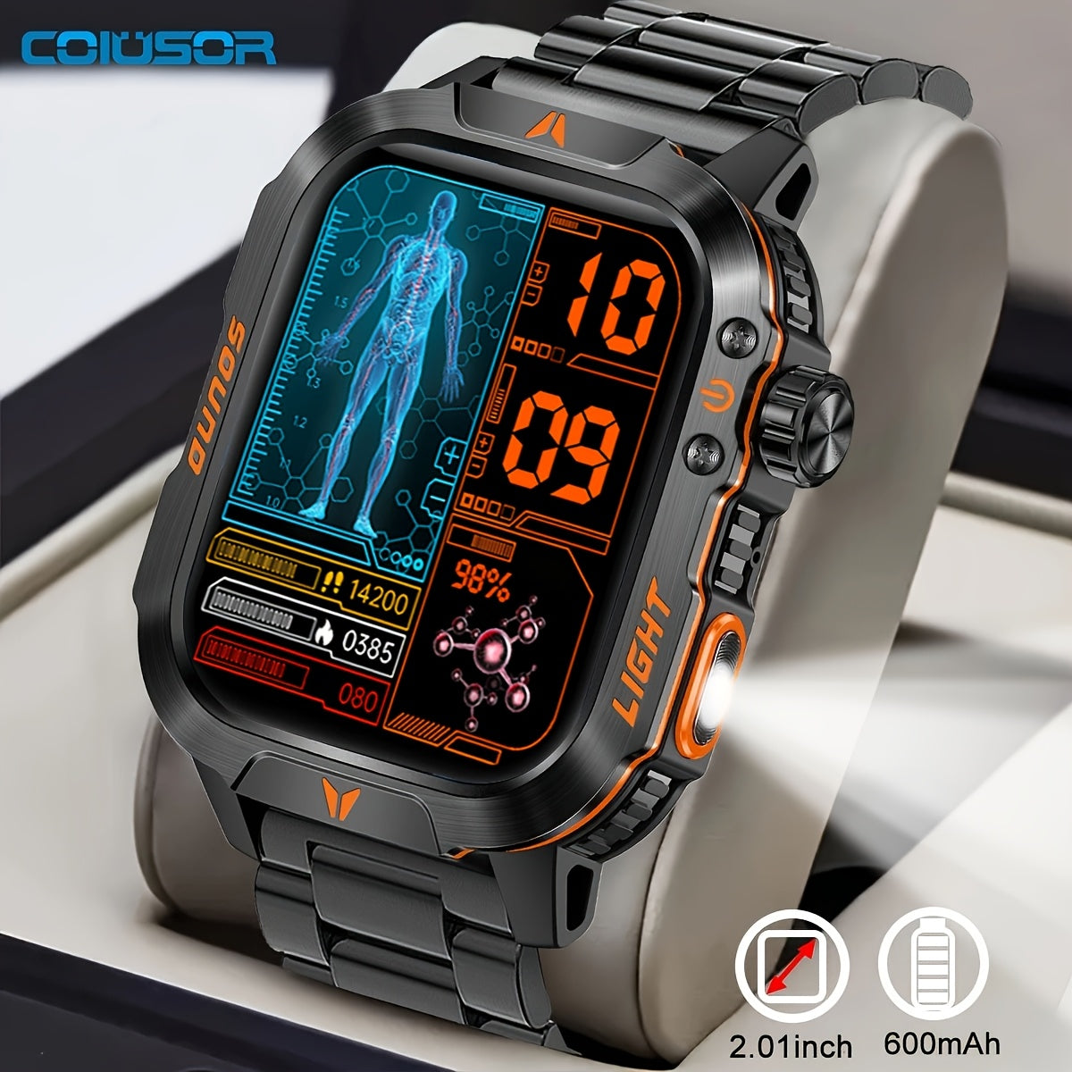 TEMU 2. 01-inch Men's Smartwatch, 600mah, Wireless 5. 0 Calling (answering-making Connection), With Call Function, 100 , Fitness And Sports Tracking