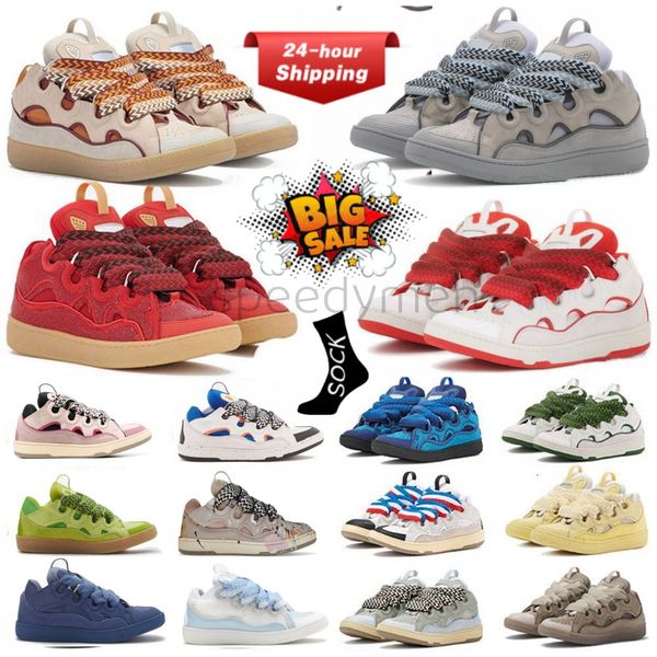 Men Women Luxury casual shoes Leather Curb Sneakers Designer Dress running Shoes Extraordinary Casual Sneaker Calfskin Nappa Platform Mens S