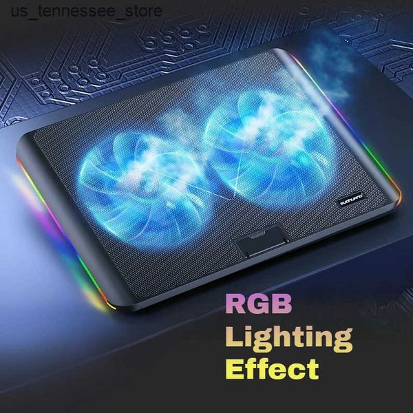 Laptop Cooling Pads RGB Lighting Laptop Cooling Pad Two Fan 3200 RPM Silent Cooling Radiatior Gaming Laptop Cooler 11-17 inch PC Notebook St