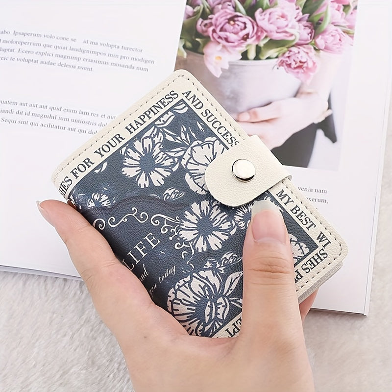 TEMU Women's Credit Card Holder, Elegant Small Credit Card Holder With Snap Button Design