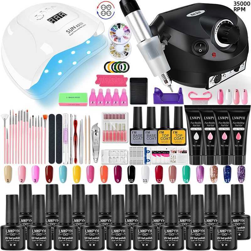 Nail set equipped with 54W-36W UV lamp dryer and drill for ergonomic glue polishing nail art tool kit W241128