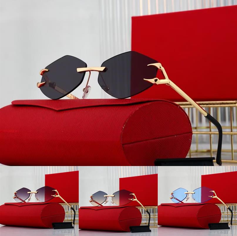 designer sunglasses sports mens women classic Simple square frameless sun glasses Water buffalo horn mirror metal legs uv400 protection lens glasses