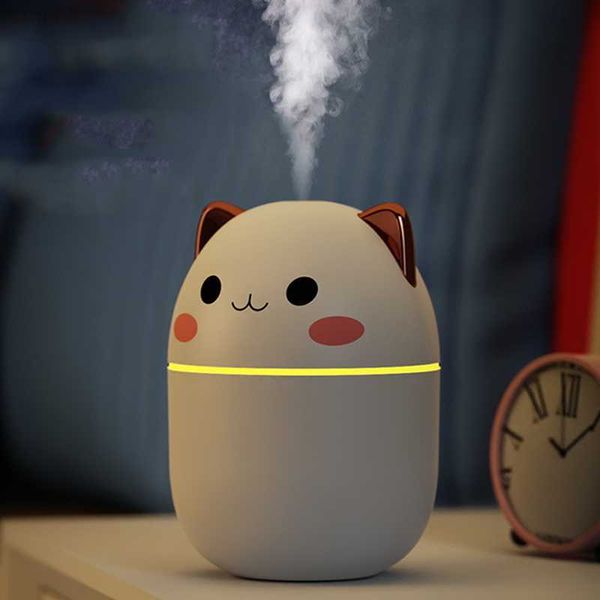 Humidifiers Humidifiers Portable 200ml Air Humidifier Cute Kawaii Aroma Diffuser With Night Light Cool Mist For Bedroom Home Car Purifier Hu