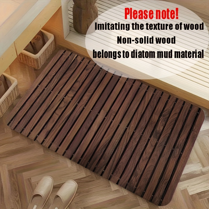 TEMU 1pc Wood Grain Mud Commercial Anti-slip Mat, Minimalist And , Water-absorbing And Anti-slip, Bathroom Mat, Suitable For Bathrooms, Hotels,