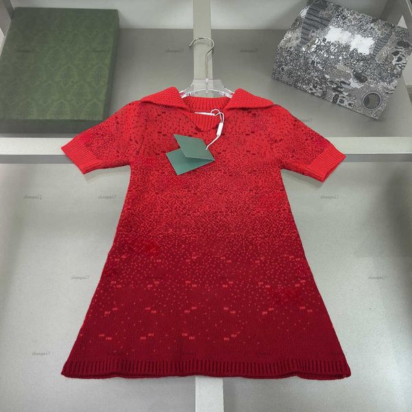 Top girls dress Gradient design Knit skirt kids designer clothes lapel Dress High quality Various styles Girls skirts