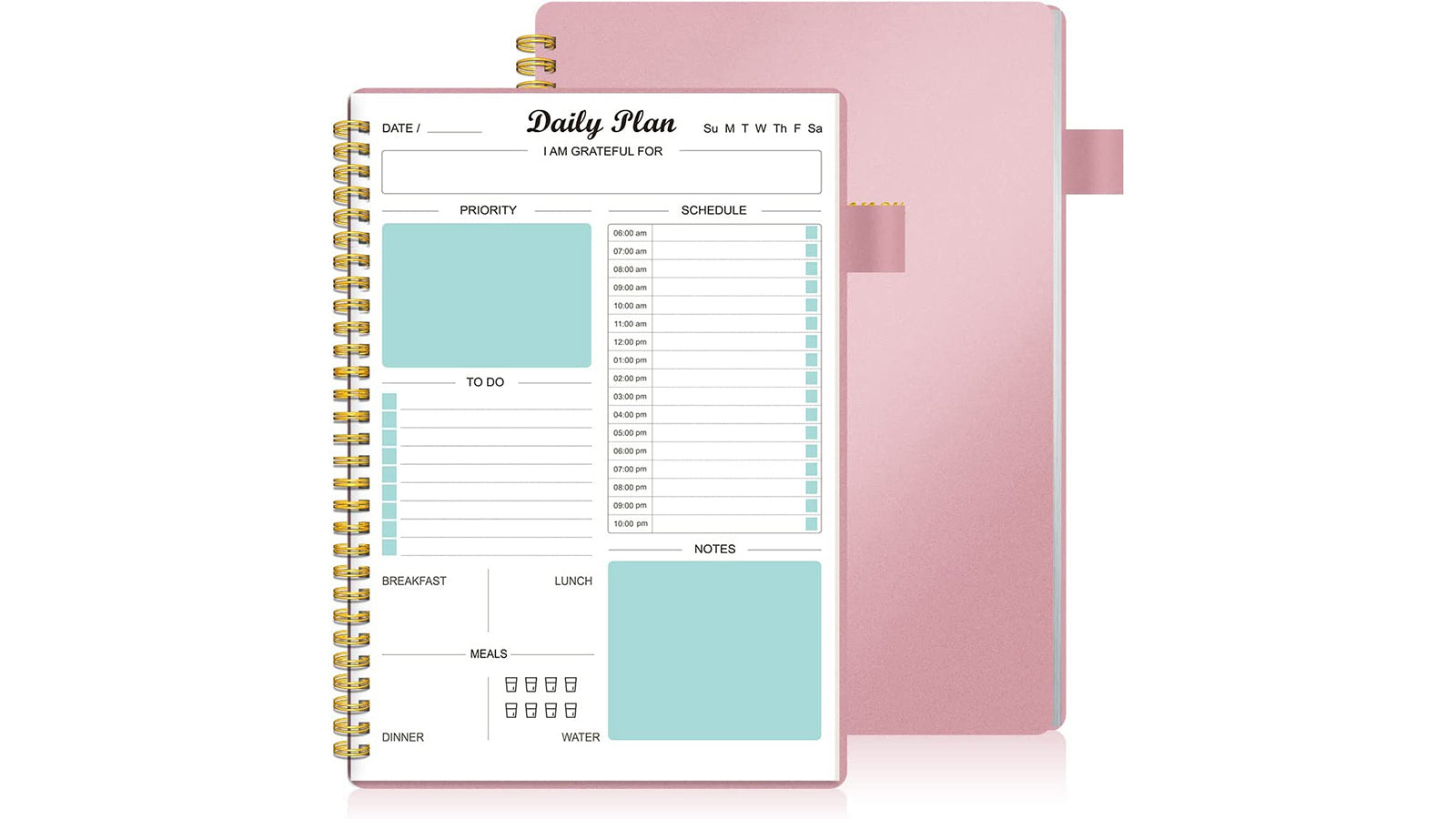 KERDOM Regolden-Book Daily Planner Undated: 160 Pages (7x10") Pink