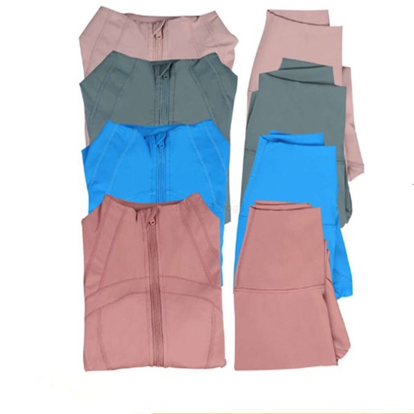Yoga Outfits Yoga LL Womens set sports zippered cardigan long sleeved slim fit running fiess Define gym jacket and leggings