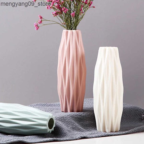 Vases Nordic Style Flower Vase Living Room Decoration Ornaments Modern Origami Plastic Vases Pot for Flower Arrangements Home Decor J241210