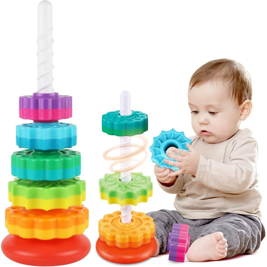 TEMU Baby Spinning Stacking Toys For Toddlers, Spinner Ring Stacker, Montessori Toys For Babies 12 Months, Autism Sensory Learning Toy, Girl Or Boy