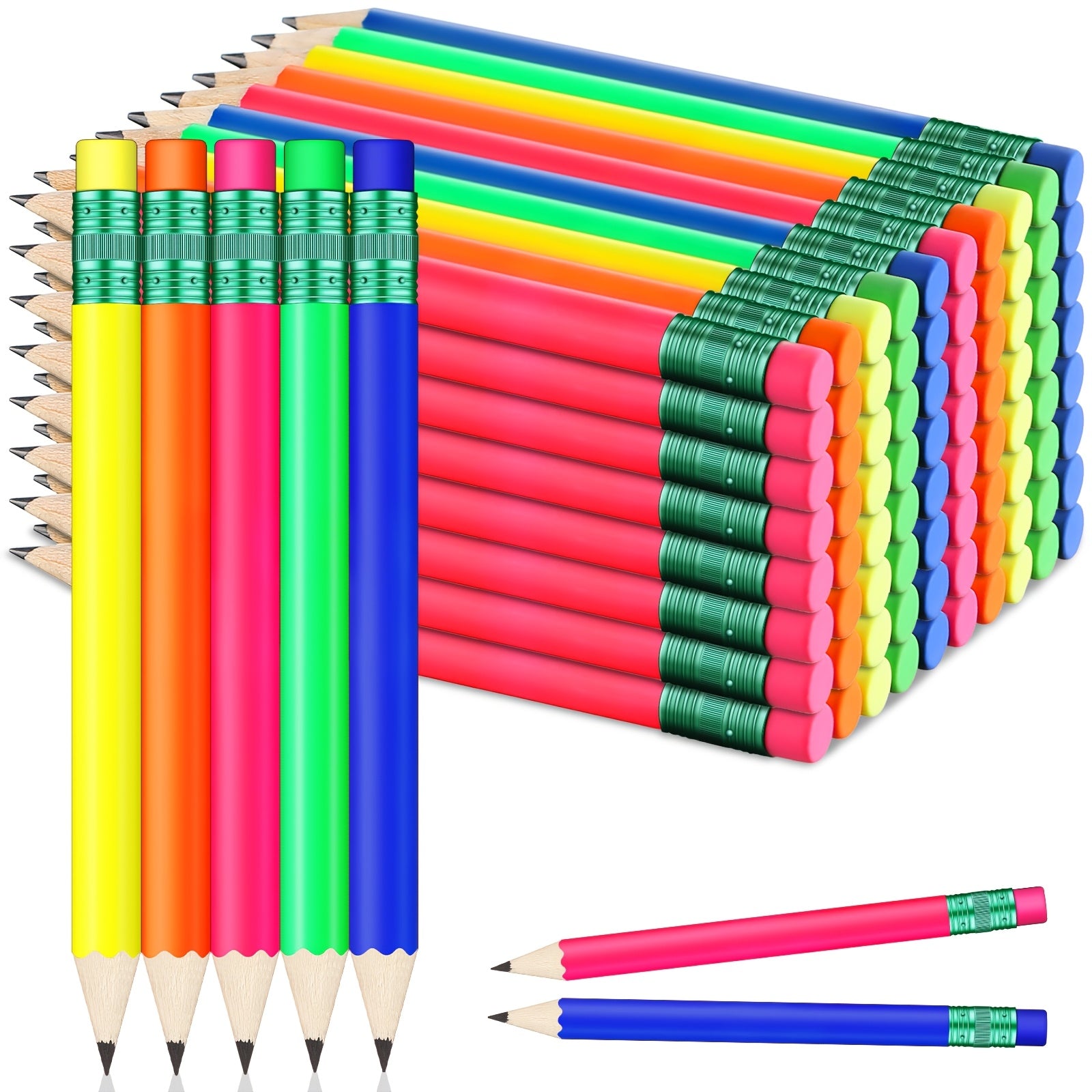 TEMU 80pcs Mini Pencils With Eraser Golf Pencils Half Pencils 4 Inch Half Pencils Hexagon Pre- Color Pencils For Bridal Wedding Classroom School