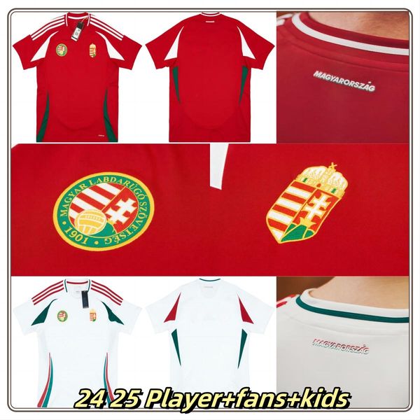 24 25 Camisetas Hungary soccer jersey Euro Cup ROLAND GAZDAG Hungarian National Team Home Red Away White SZOBOSZLAI football shirts