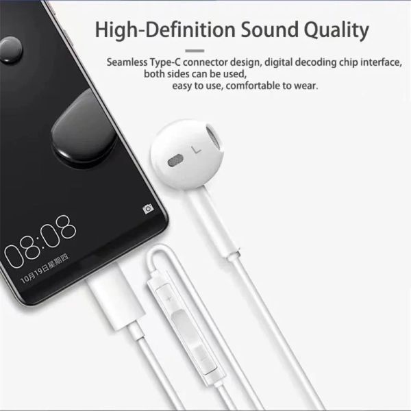 Shoumi Type-C In-Ear Wired Headphones for Huawei iPhone Xiomi 3.5 Stereo Music Earbud Wire Controlled Headset Hifi Earphone USB