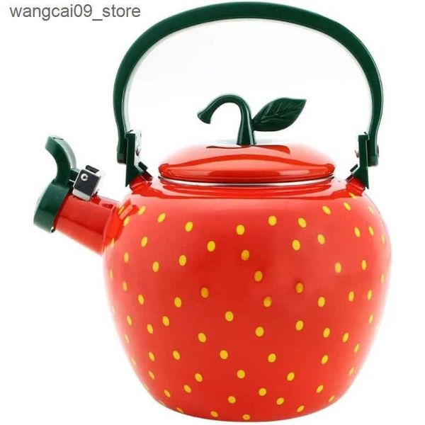 Health Pots Whistling Tea KettleStrawberry Fruit Decor Teapot Water Kettle Cute Kitchen Accessories Teteras (2.3 Quart Strawberry) J241116
