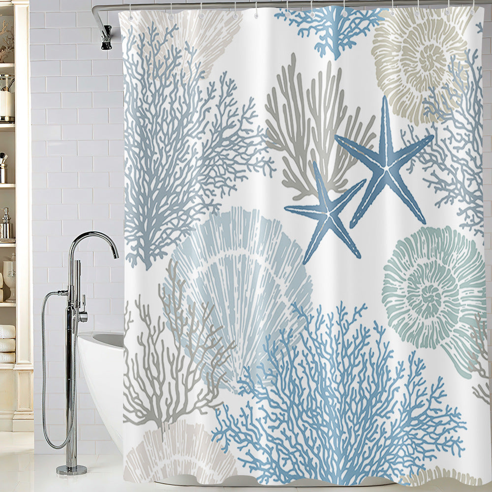 YL-37539 waterproof polyester digital printed marble pattern shower curtain bathroom double layer shower curtain