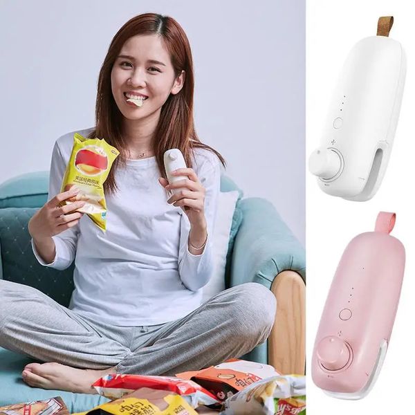 2 In 1 Bag Rechargeable Sealer With Lanyard Heat Resealer Tool Snack Saver Sealer Kitchen Gadget For Food Storage Bag Snack bag 240329