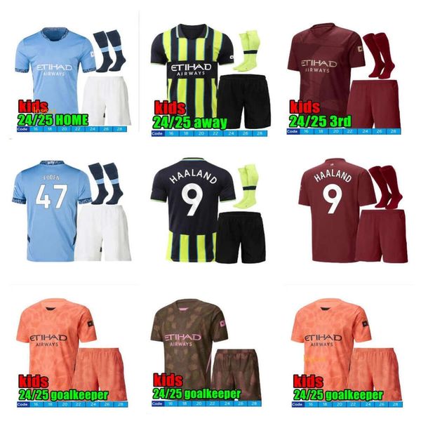 Baby Kids Clothing Haaland De Bruyne Foden Kit Sets 2024 Children Athletic Outdoor Apparel Jerseys Man City 24 25 Christmas Gift 2 3 e8
