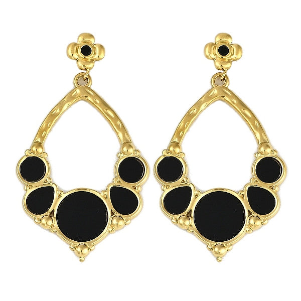 Boucles d'oreilles pendantes en forme de fleur en acier inoxydable 304 émaillé avec placage sous vide PVD