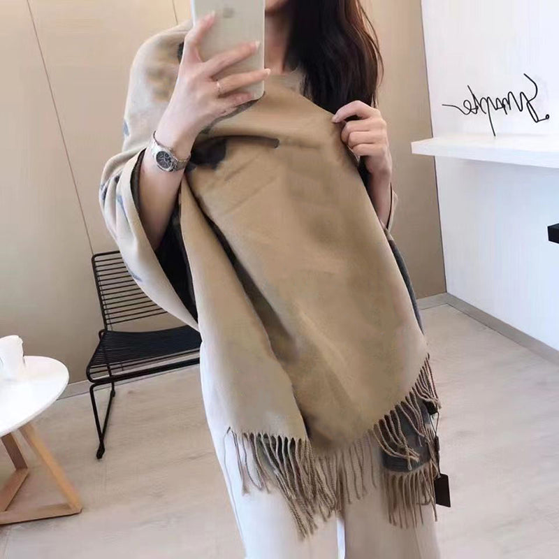 2022 New Luxury Scarf Cashmere Thick Shawl Women Long Winter Wram Pashmina Wraps Hijab with Tassel Bufanda Foulard 2022 aimei shopping