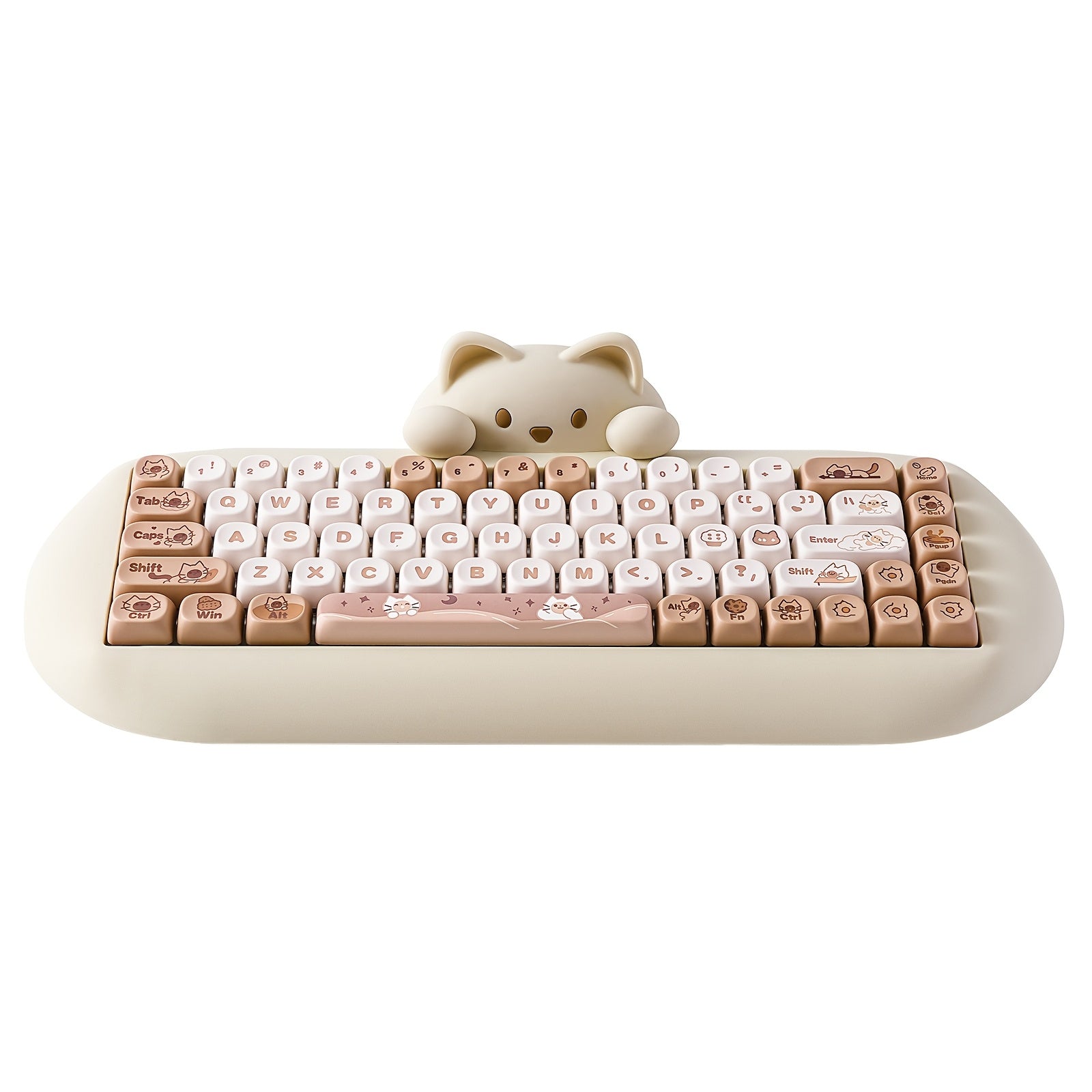 TEMU Yunzii C68 Coffee Wireless Mechanical Keyboard, 65% Gaming Keyboard Hot Swap, Triple Mode Bt5.0-2.4g-wired, Rgb Backlit Nkro, Cute Cat Ergonomic