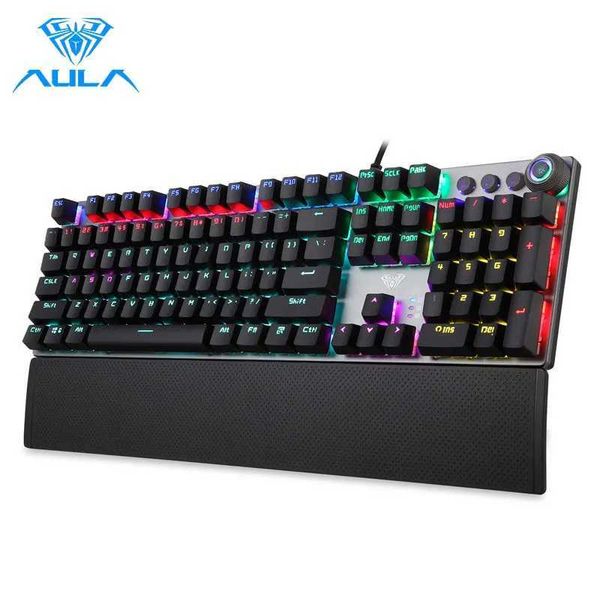 AULA F2088 Mechanical Gaming Keyboard Anti-ghosting 104 Brown Blue Switch Wired Mixed Backlight Keyboard for Game Laptop PCLX241031