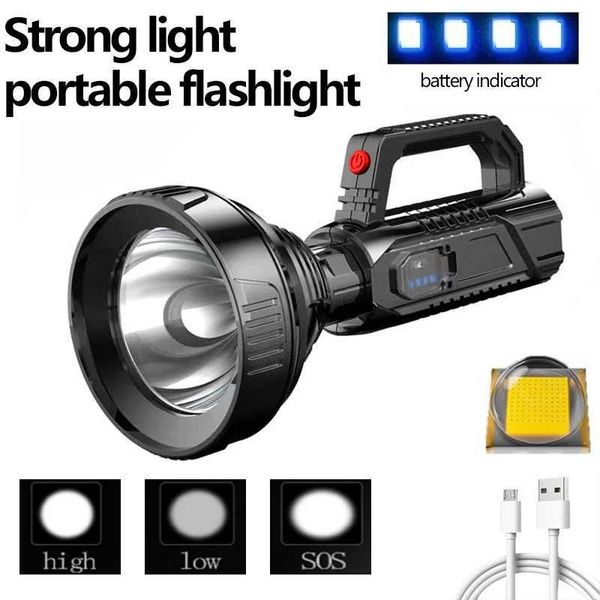 Powerful LED Flashlight Portable Searchlight Camping Flashlight Rechargeable Spotlight Outdoor Waterproof Handheld LED Torch Y240731