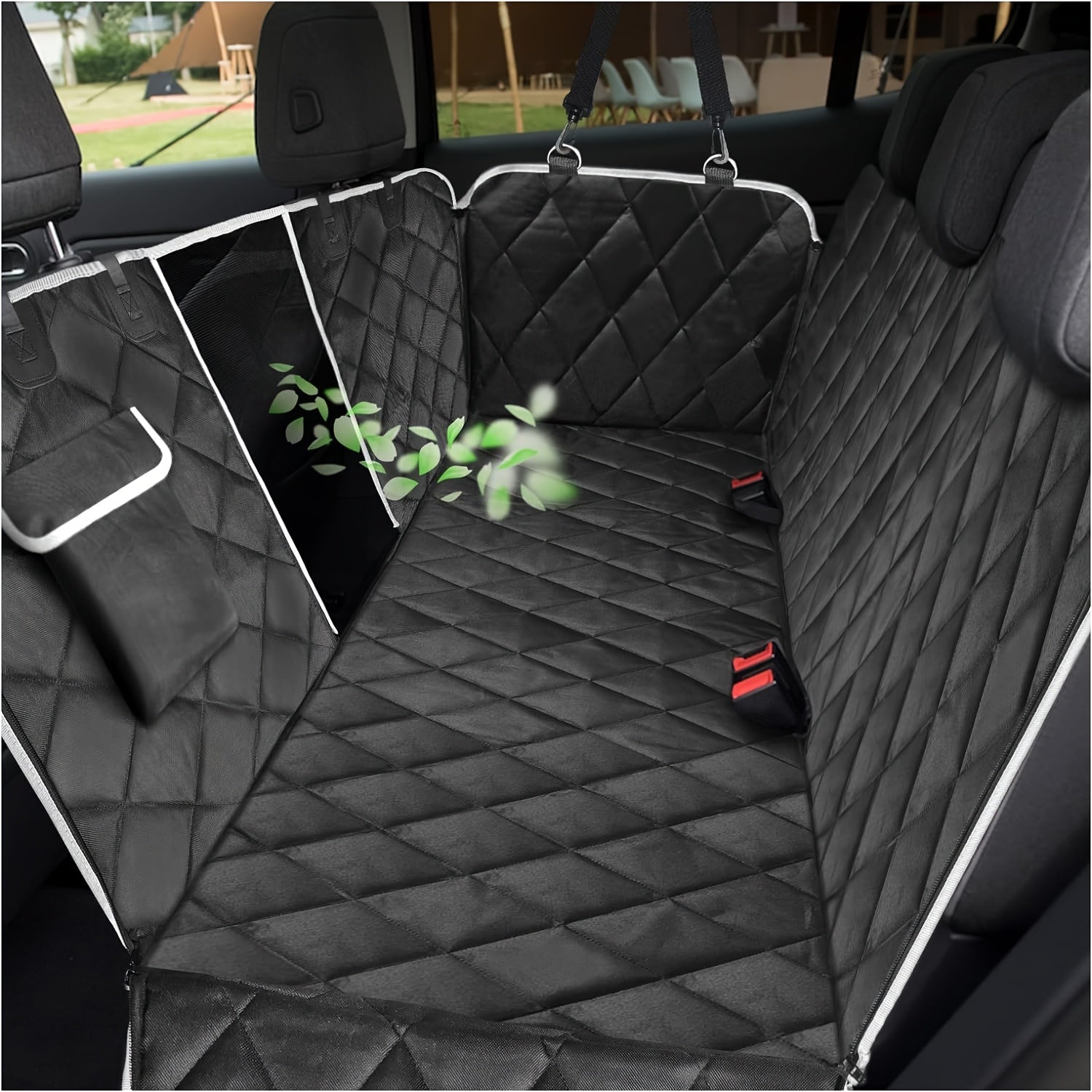 TEMU Dog Car Seat Cover. A Waterproof, Scratch-proof And Non-slip Dog Car Hammock, With A Mesh Window And A Storage Pocket. It Comes In A Universal