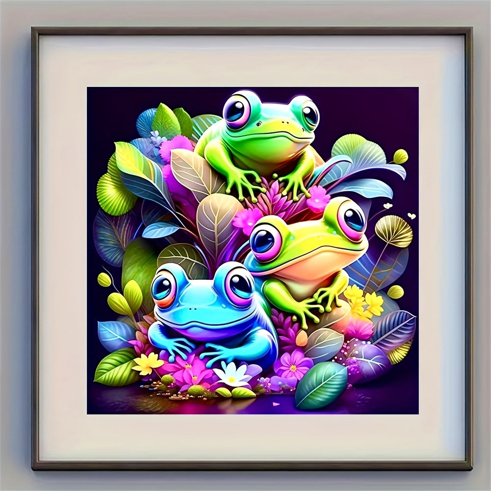 TEMU 1pc 5d Diamond Painting Kit, Cute , Acrylic Round Canvas, Embroidery Stitch Art, Home Wall Decor Craft, Gift, Animal Theme, Round Shape, Acrylic