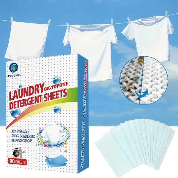 90 pcs Washer Sheets Detergent Laundry EcoFriendly Soap No Waste Stain Remover Liquid 241223