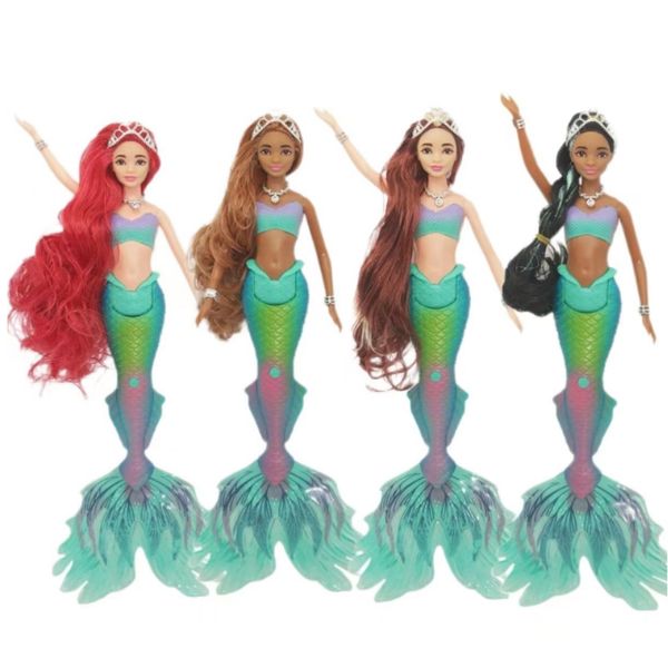 Kawaii 35cm Princess Doll Doll Doll Doll Beauty Fish BJD com luzes e música Play House Toys Baby Dolls Crianças presentes